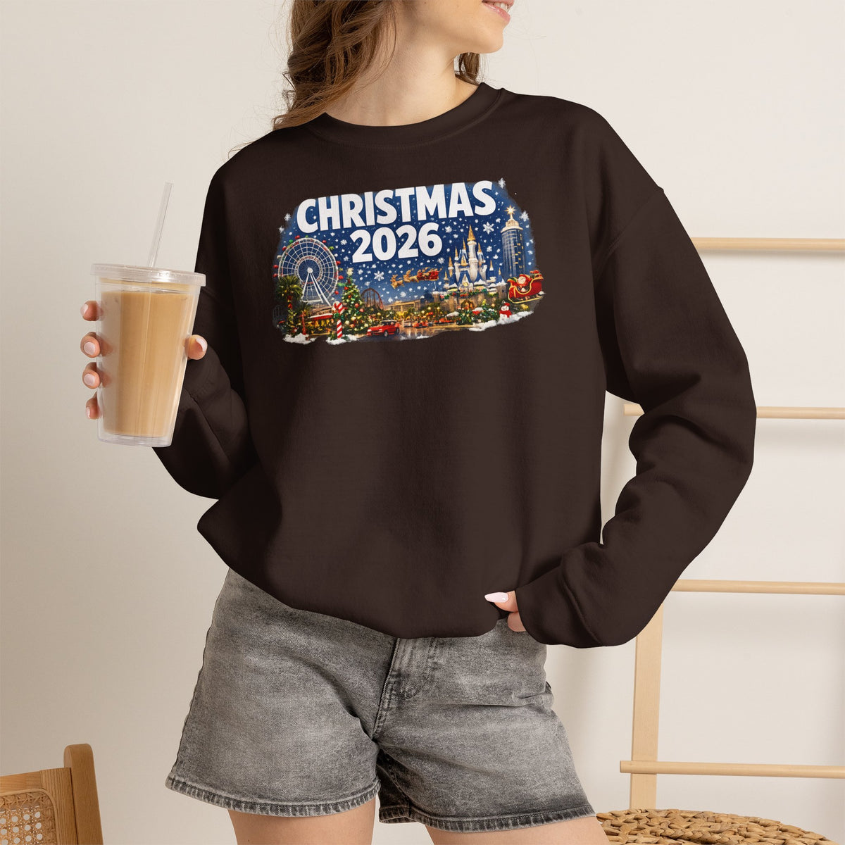 Christmas 2026 Holiday Sweatshirt – Festive Winter Cityscape Crewneck