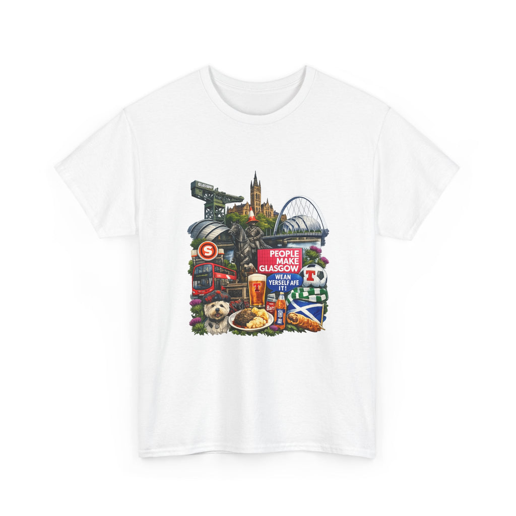 Glasgow Collage T-Shirt — "People Make Glasgow" Scottish City Souvenir Tee