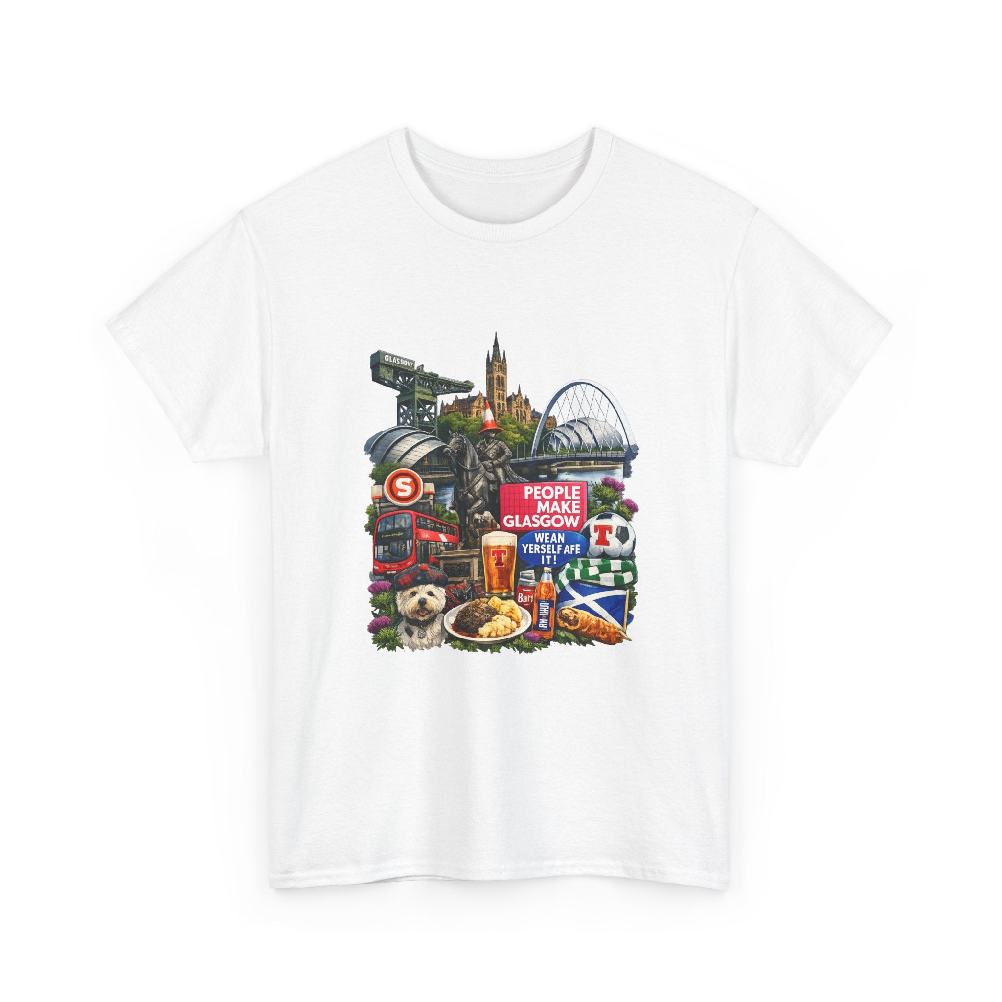 Glasgow Collage T-Shirt — "People Make Glasgow" Scottish City Souvenir Tee