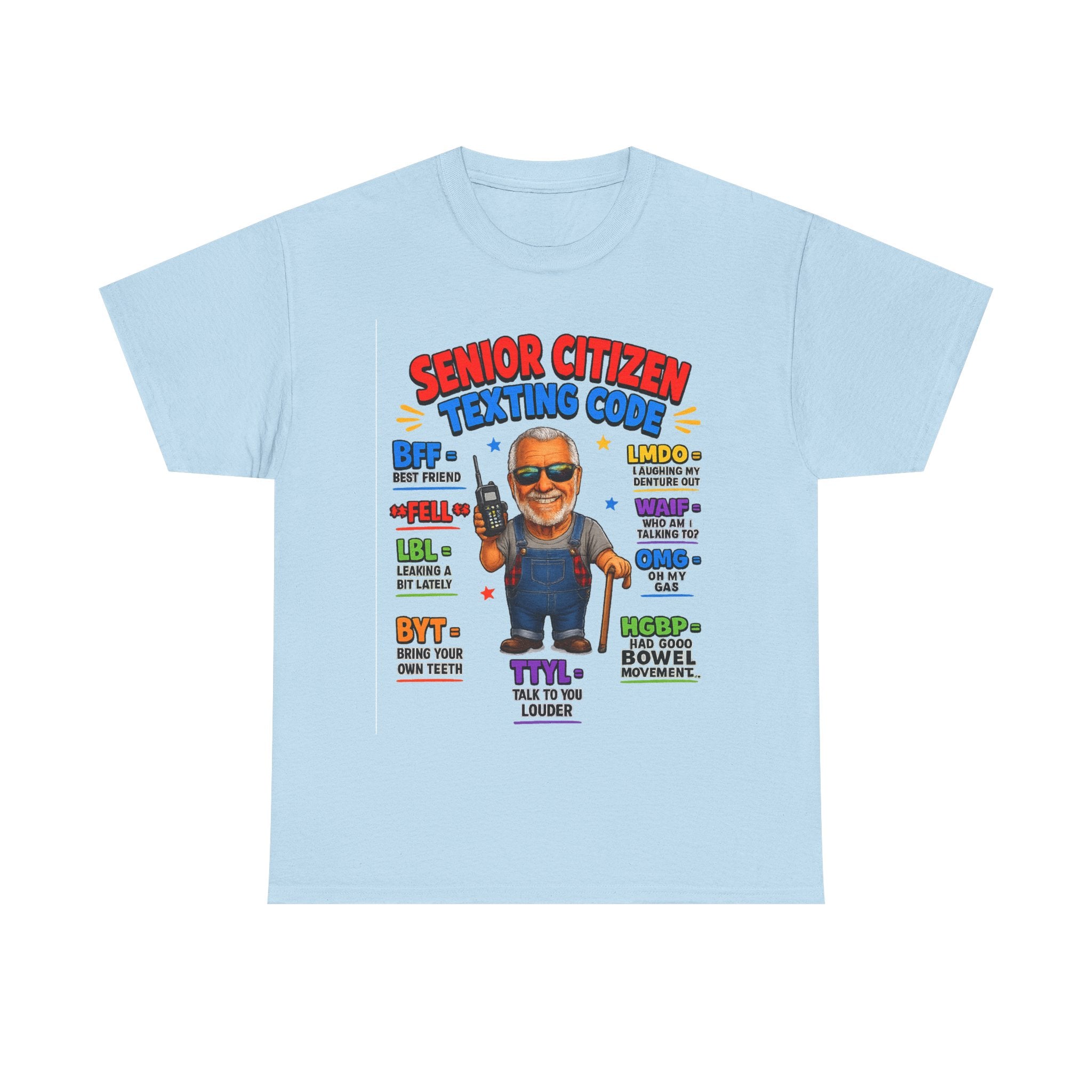 Senior Citizen Texting Code T-Shirt — Funny Grandpa Grandma Retirement Gift