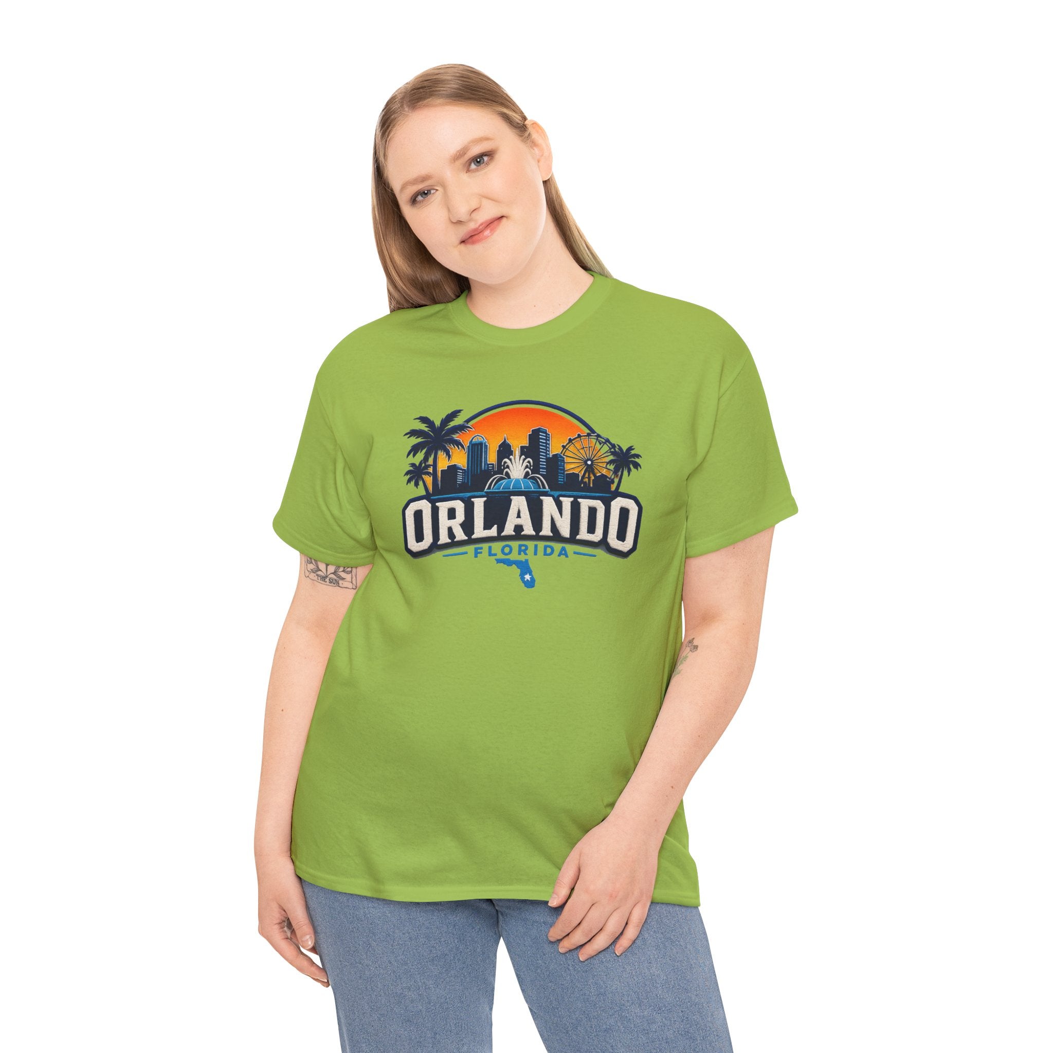 Orlando Florida Sunset T-Shirt — Retro Skyline & Palm Tree Vacation Tee
