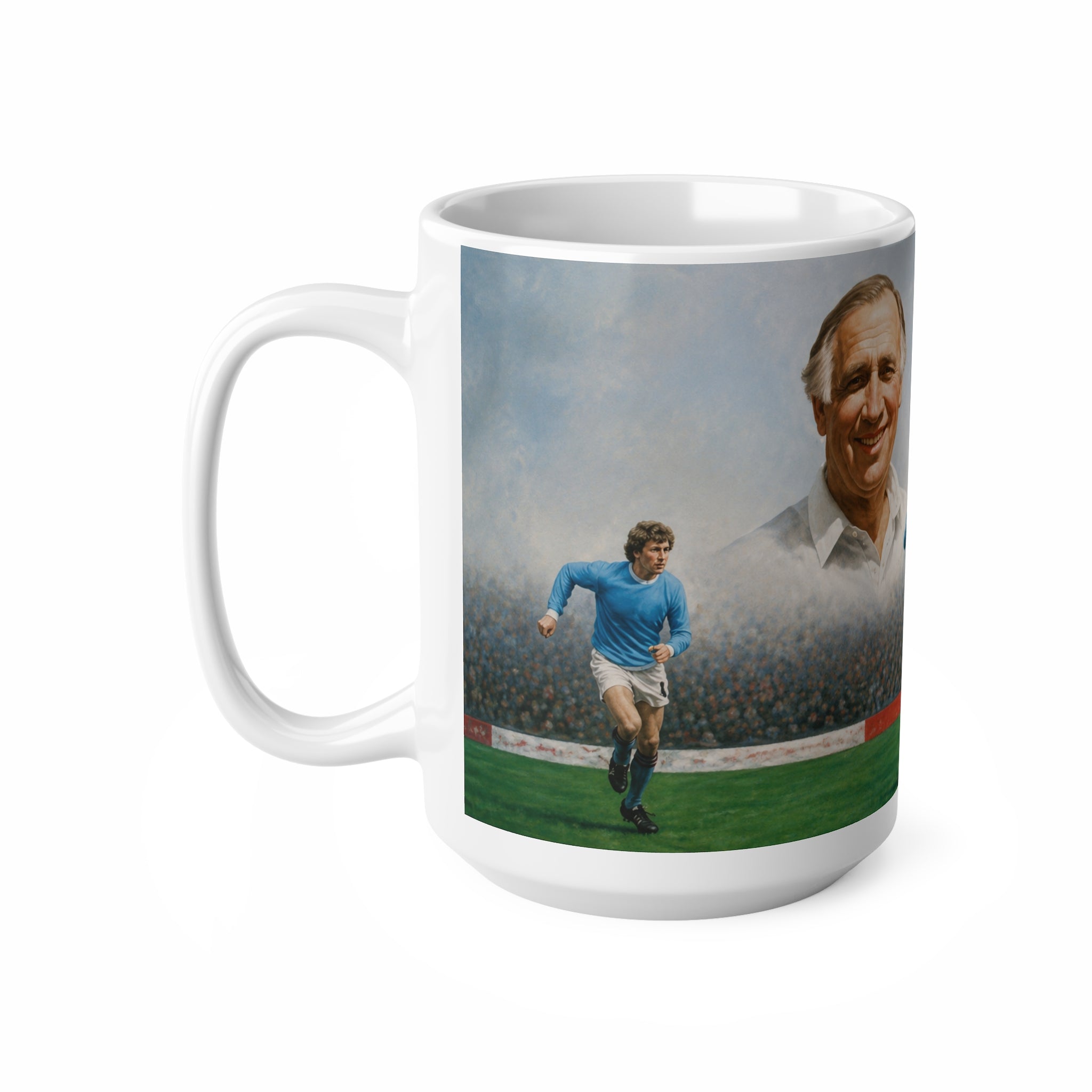 Mercer, Allison, Bell, Lee and Summerbee Manchester City Soccer Legends Ceramic Mug — Vintage Football Players 11oz/15oz