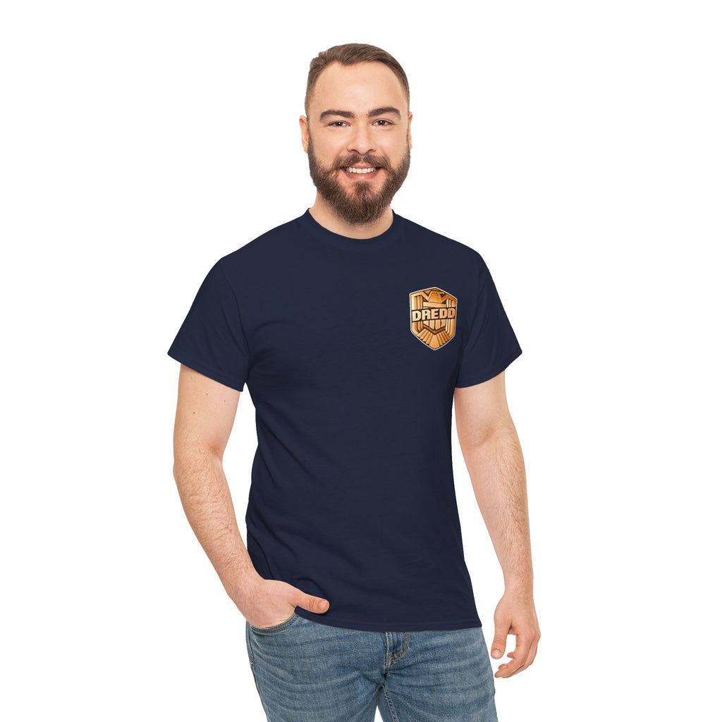 Dredd Shield Badge T-Shirt — Retro Law Enforcement Logo Tee