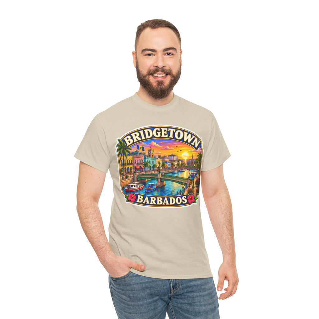 Bridgetown Barbados Vintage Sunset Tee — Caribbean Travel Souvenir T-Shirt