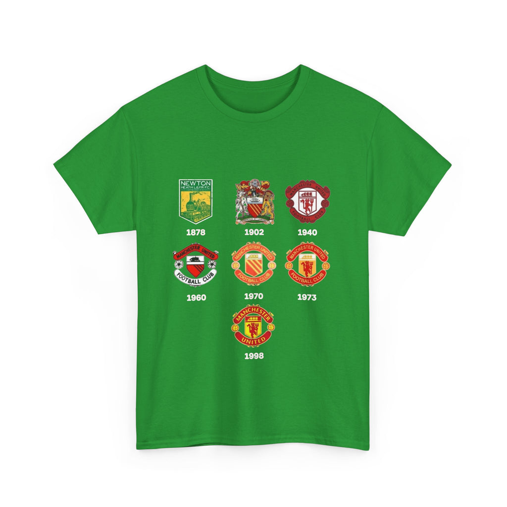 Manchester United Crest Evolution T-Shirt — Vintage Club Logo Timeline Tee
