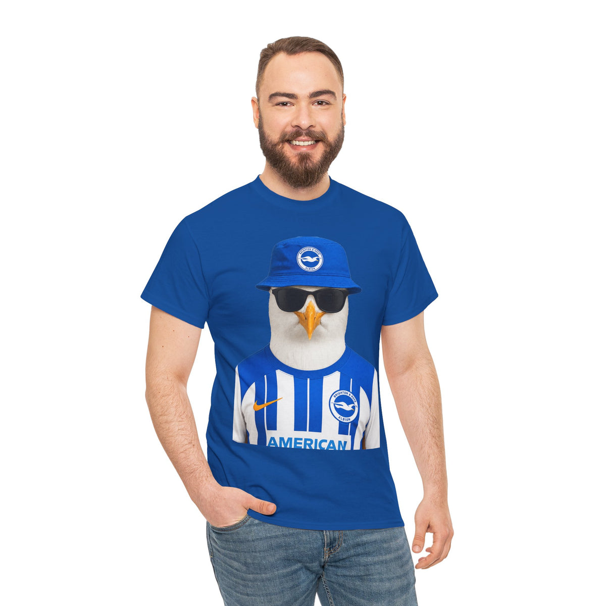 Brighton Seagull Fan Crewneck Tee — Brighton & Hove Seagulls Football Shirt Design