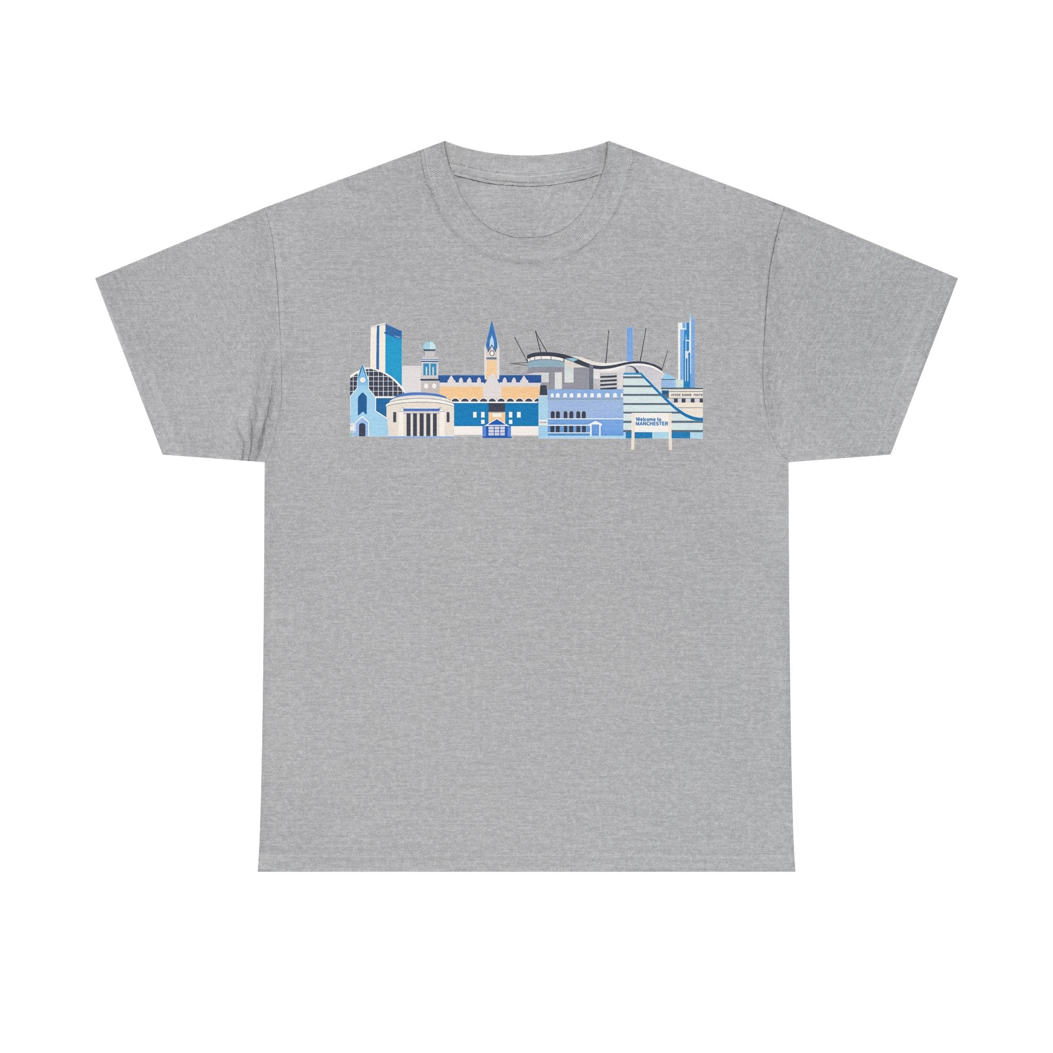 Manchester City Skyline Tee — Minimal Blue Urban Landscape T‑Shirt