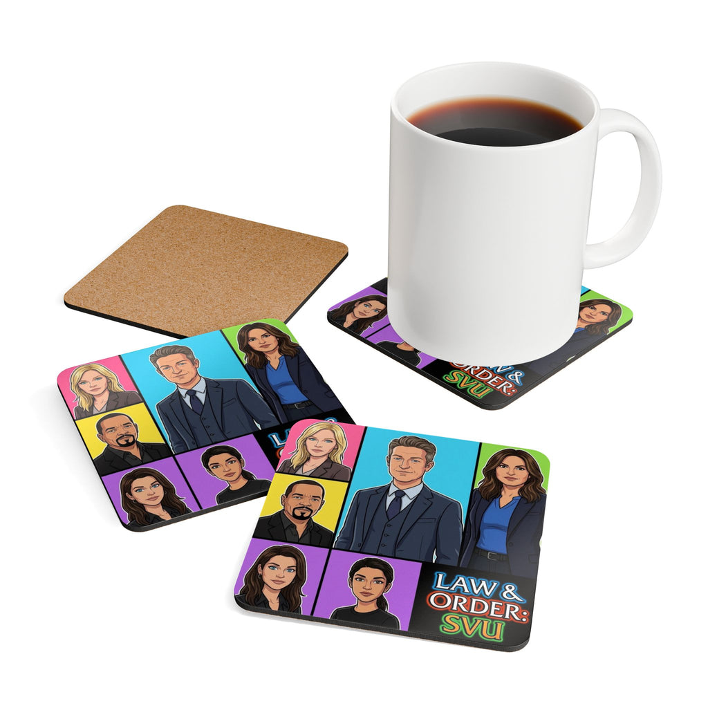 Law & Order: SVU Character Pop Art Corkwood Coaster Set — TV Fan Drink Coasters
