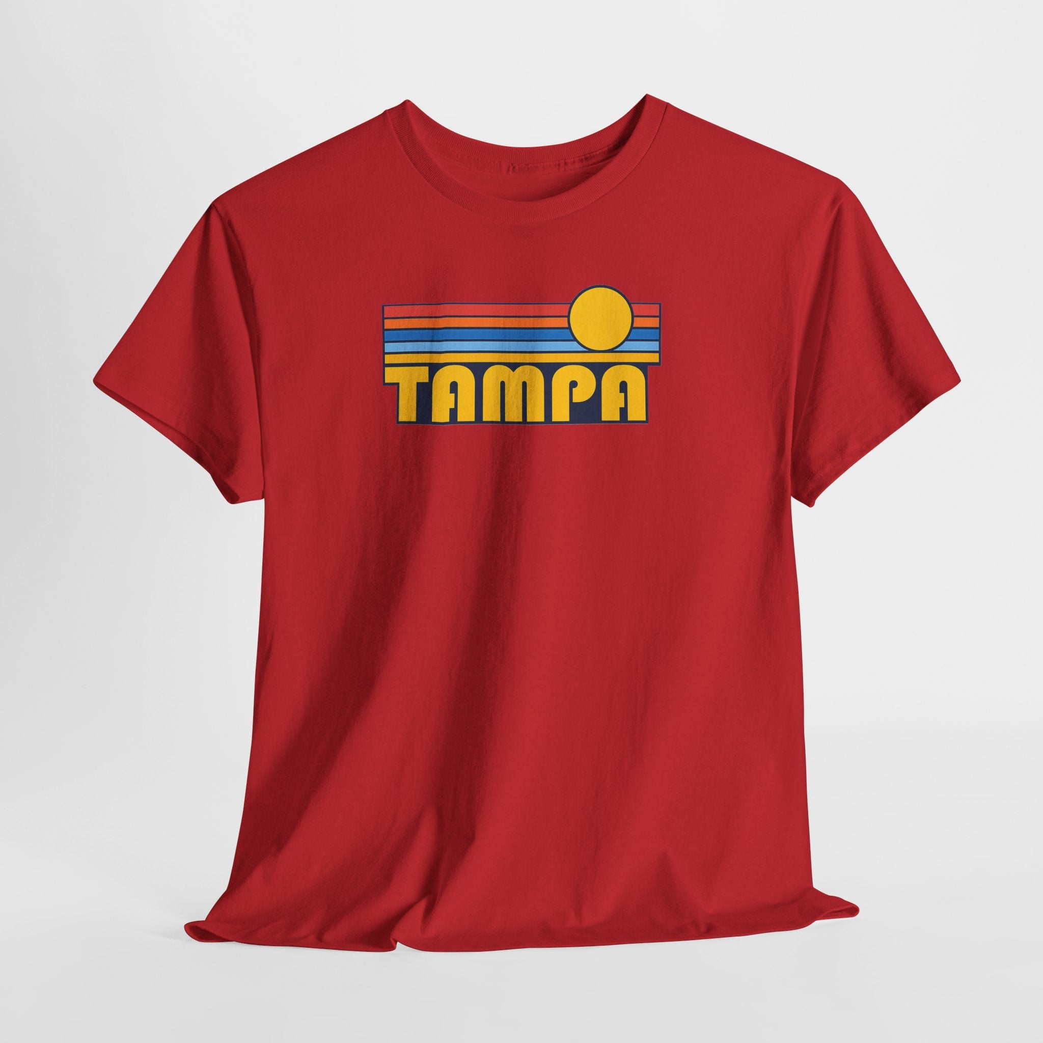 Tampa Retro Sunset T-Shirt — Vintage 70s Striped Beach Tee
