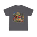 Scotland / Edinburgh Travel Collage T-Shirt — Edinburgh Castle, Bagpipes & Local Icons
