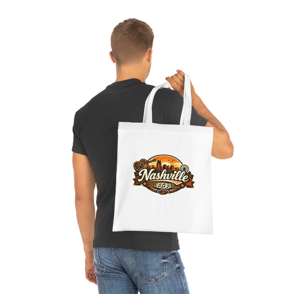 Nashville Retro Badge Tote Bag — Music City Souvenir Cotton Tote