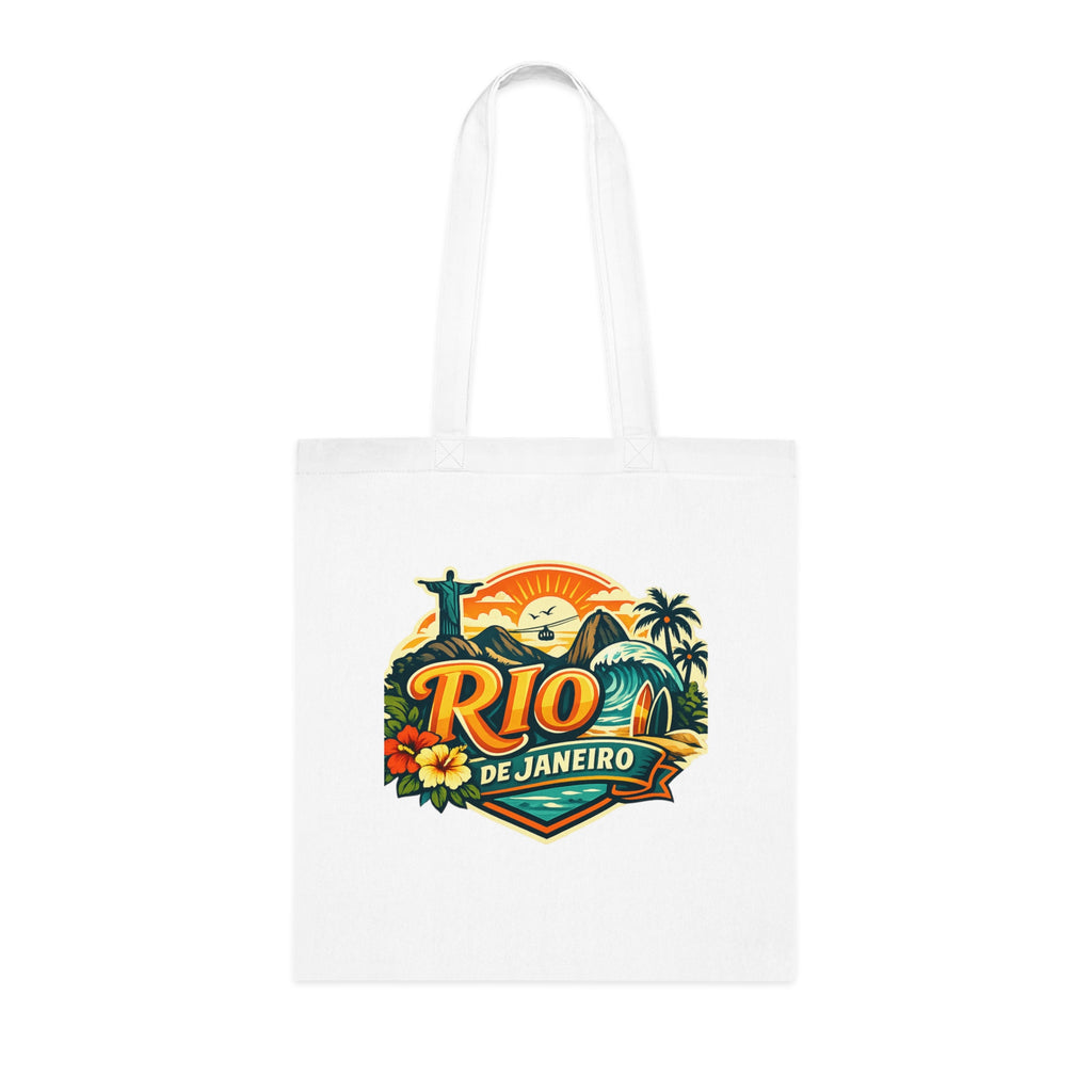 Rio de Janeiro / West Palm Beach Beach Tote — Retro Tropical Cotton Tote Bag