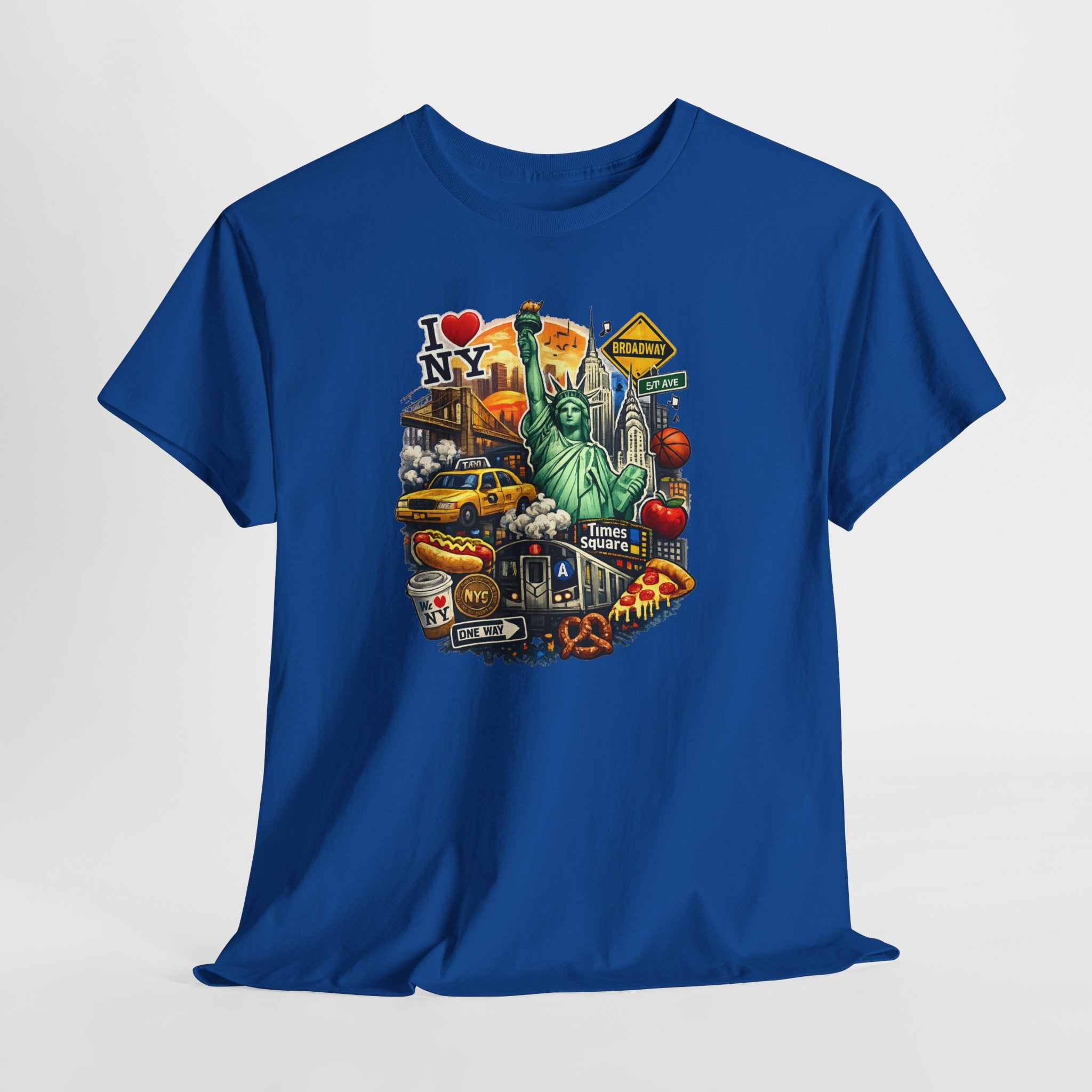New York City Icons T-Shirt — Statue of Liberty, Taxi & I  NY Collage Tee