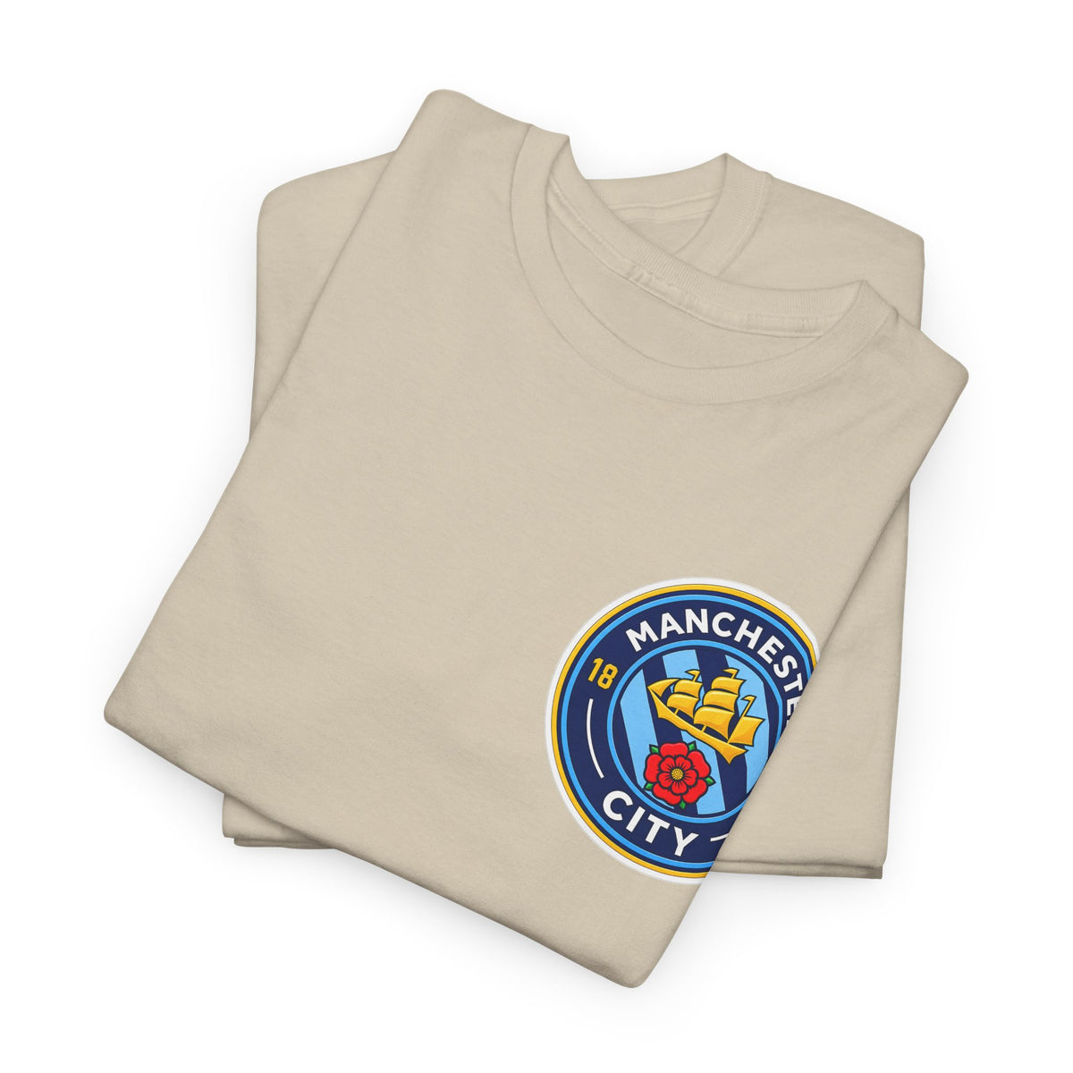 Manchester City Inspired Crest T‑Shirt – Circular Badge Chest Logo Tee