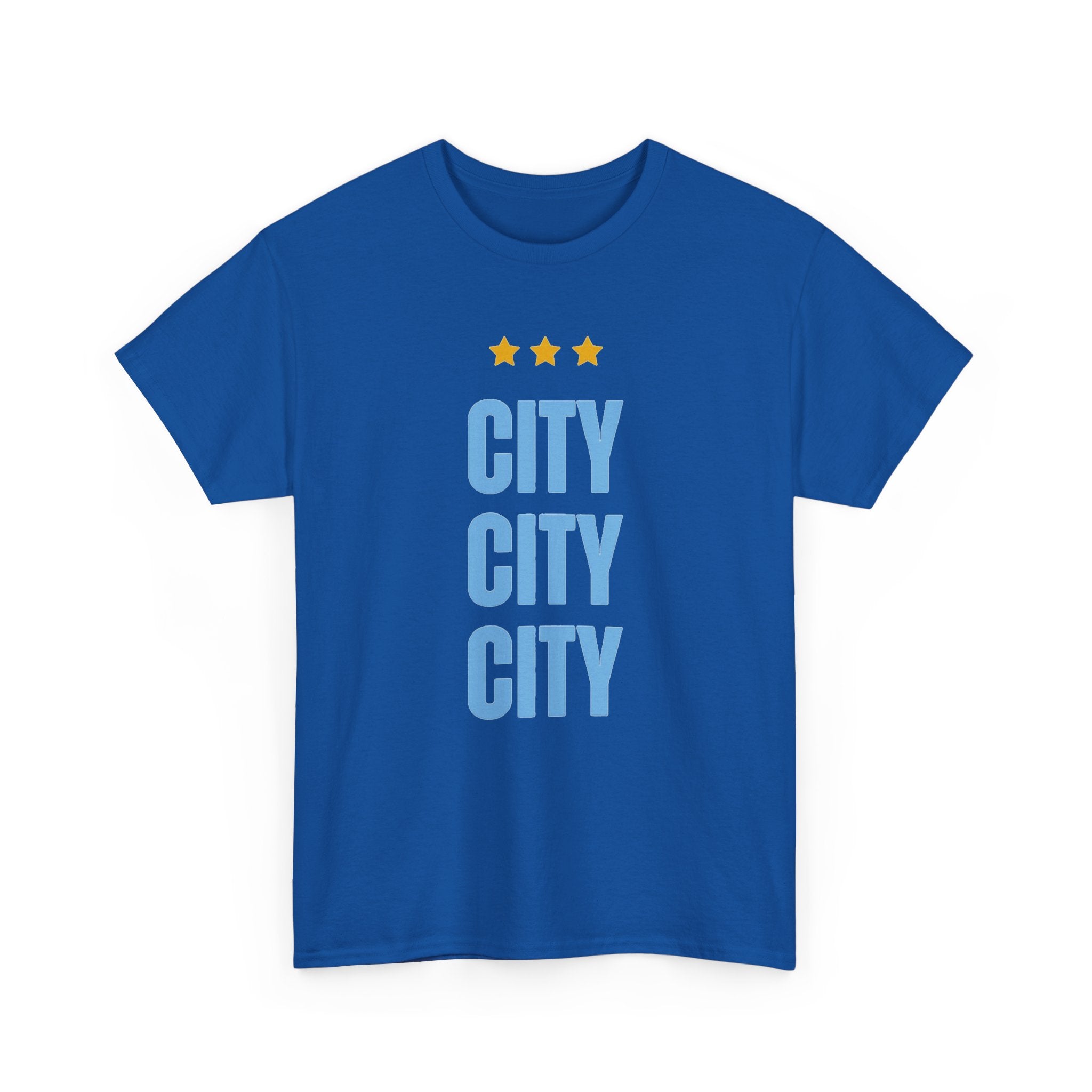Manchester City City City Tee — Minimal Skyline Graphic T‑Shirt with Three Stars
