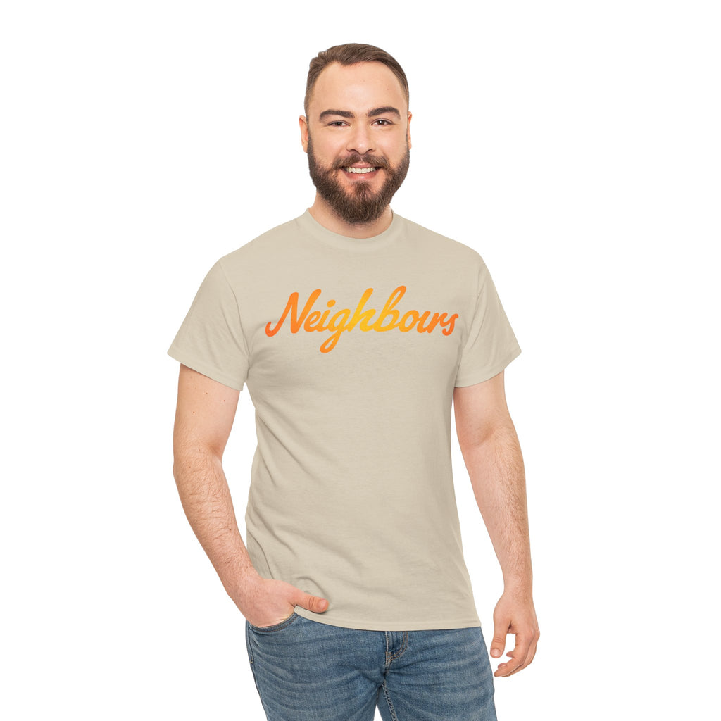 Neighbours Script T‑Shirt — Retro Orange Neighborhood Tee