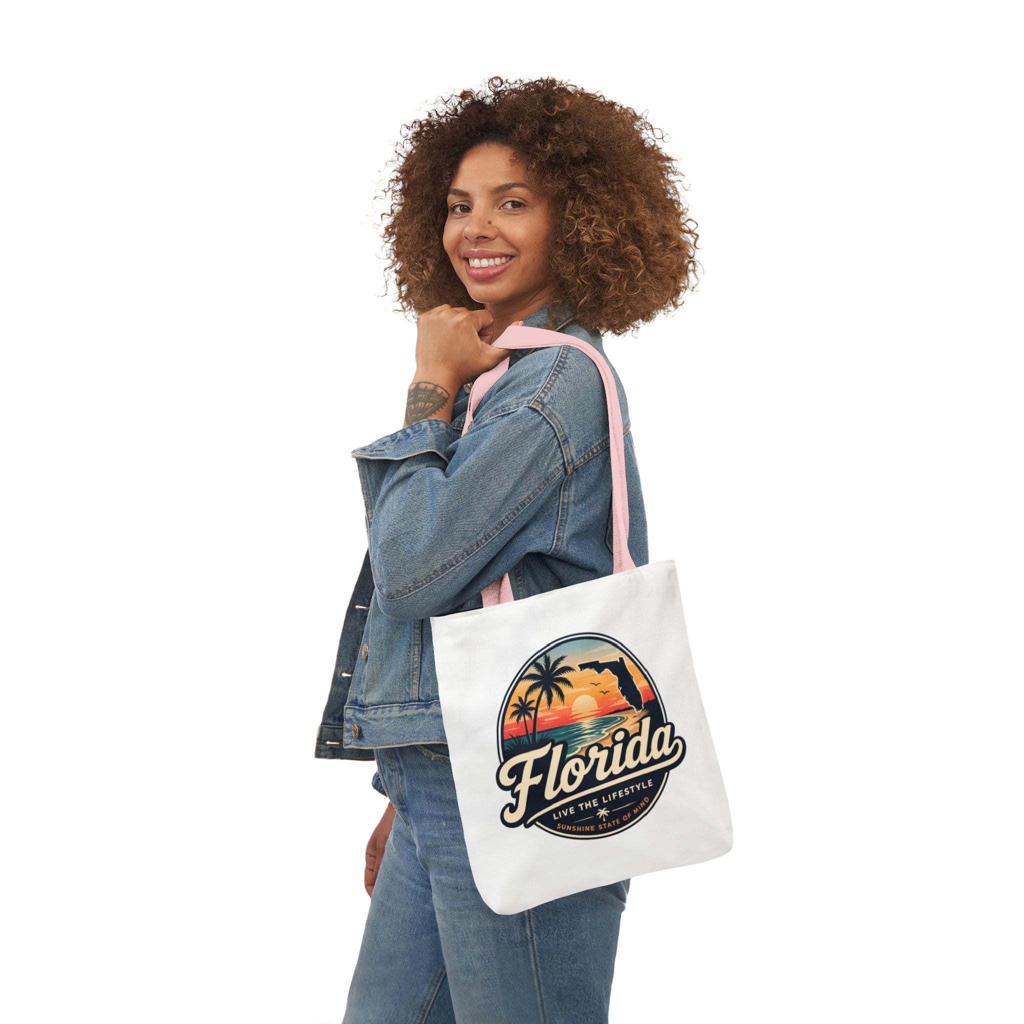 Florida Sunset Canvas Tote Bag — Retro Palm Beach Design
