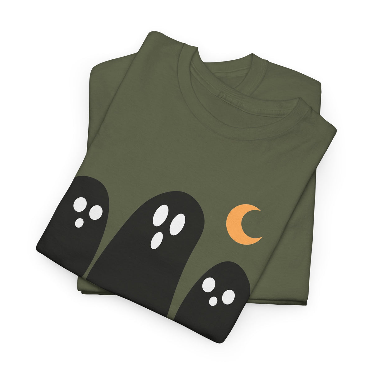 Ghost Trio Moon T-Shirt — Cute Halloween Graphic Tee