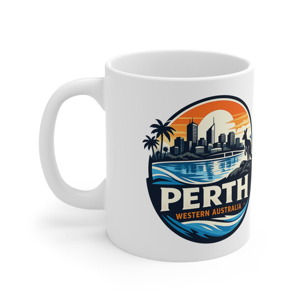 Perth Skyline Ceramic Mug — Western Australia Souvenir Coffee Cup (11oz & 15oz)