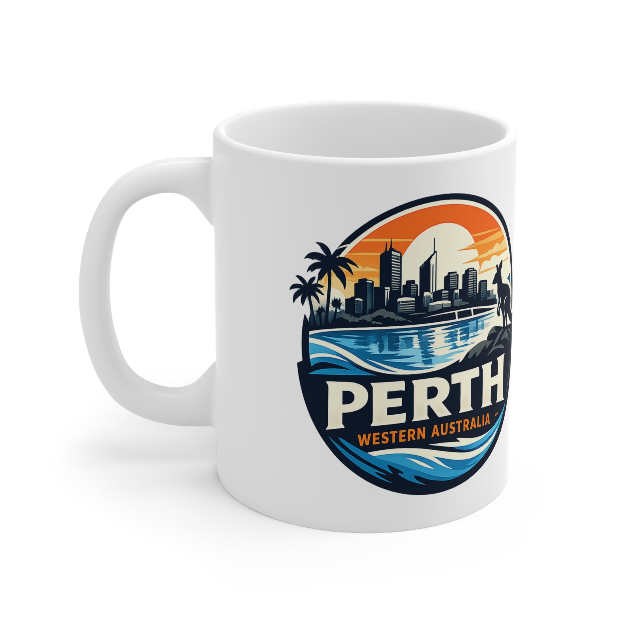 Perth Skyline Ceramic Mug — Western Australia Souvenir Coffee Cup (11oz & 15oz)