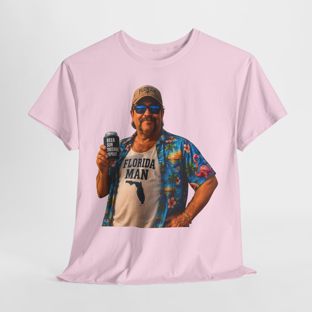 Florida Man Graphic Tee — Funny Vacation Shirt with Hawaiian Shirt Design
