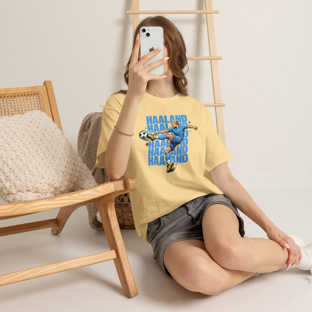 Haaland Manchester City Inspired Cotton T-Shirt — Striker Action Graphic Football Shirt