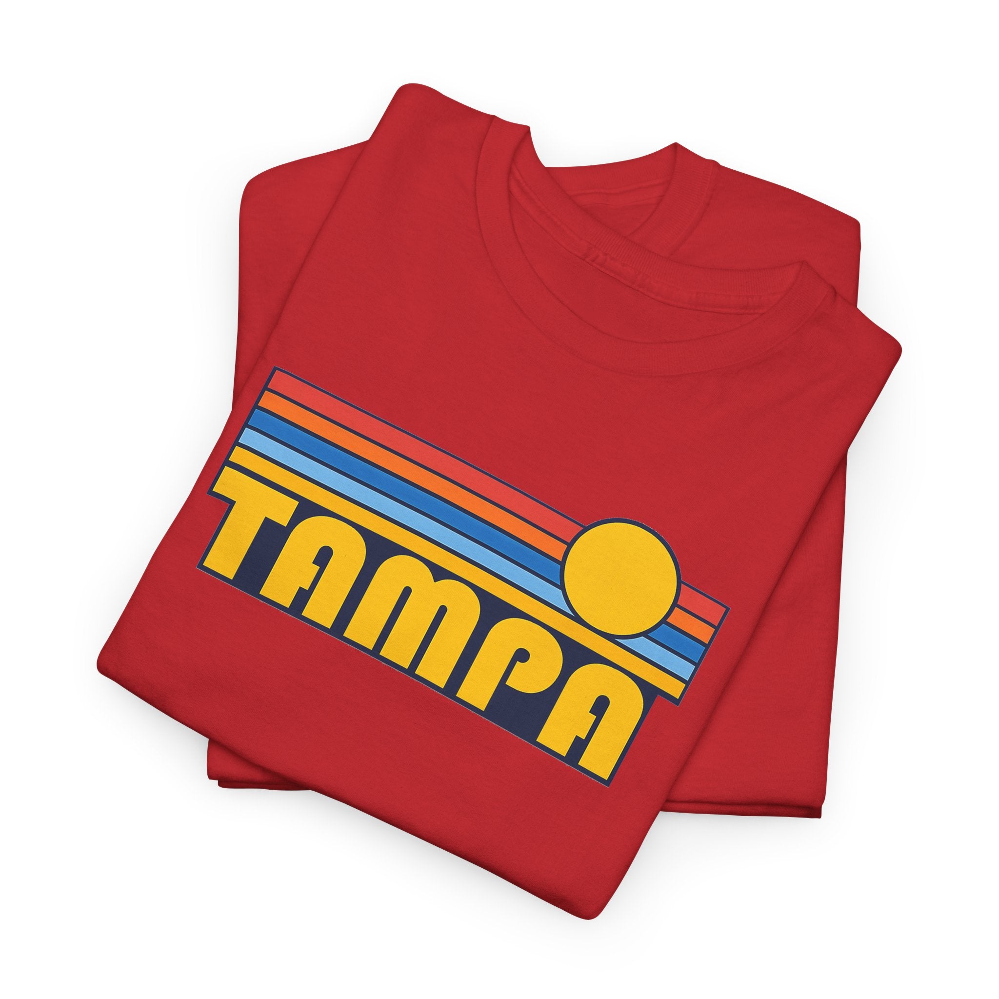 Tampa Retro Sunset T-Shirt — Vintage 70s Striped Beach Tee
