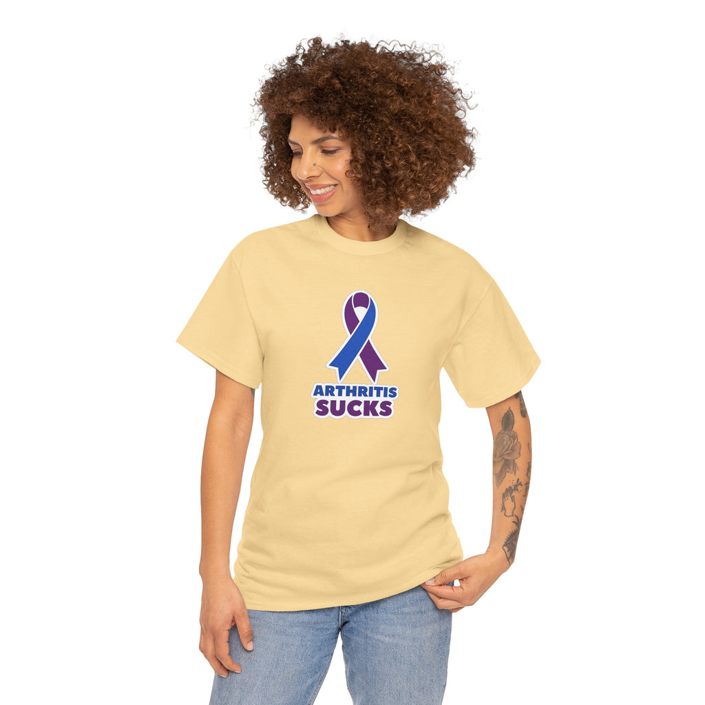 Arthritis Sucks Awareness T-Shirt — Purple & Blue Ribbon Support Tee