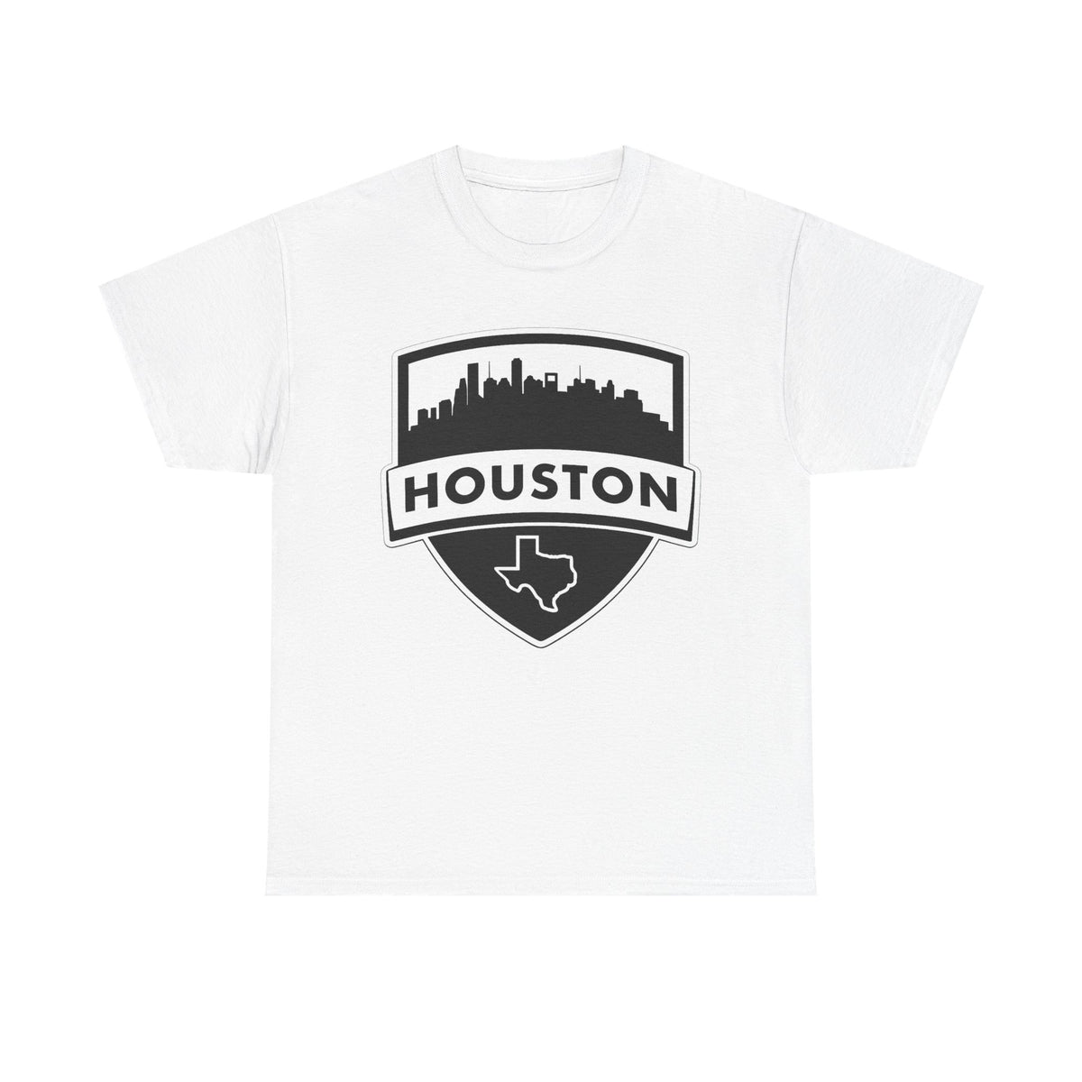 Houston Skyline Shield T-Shirt — Texas Outline City Pride Tee