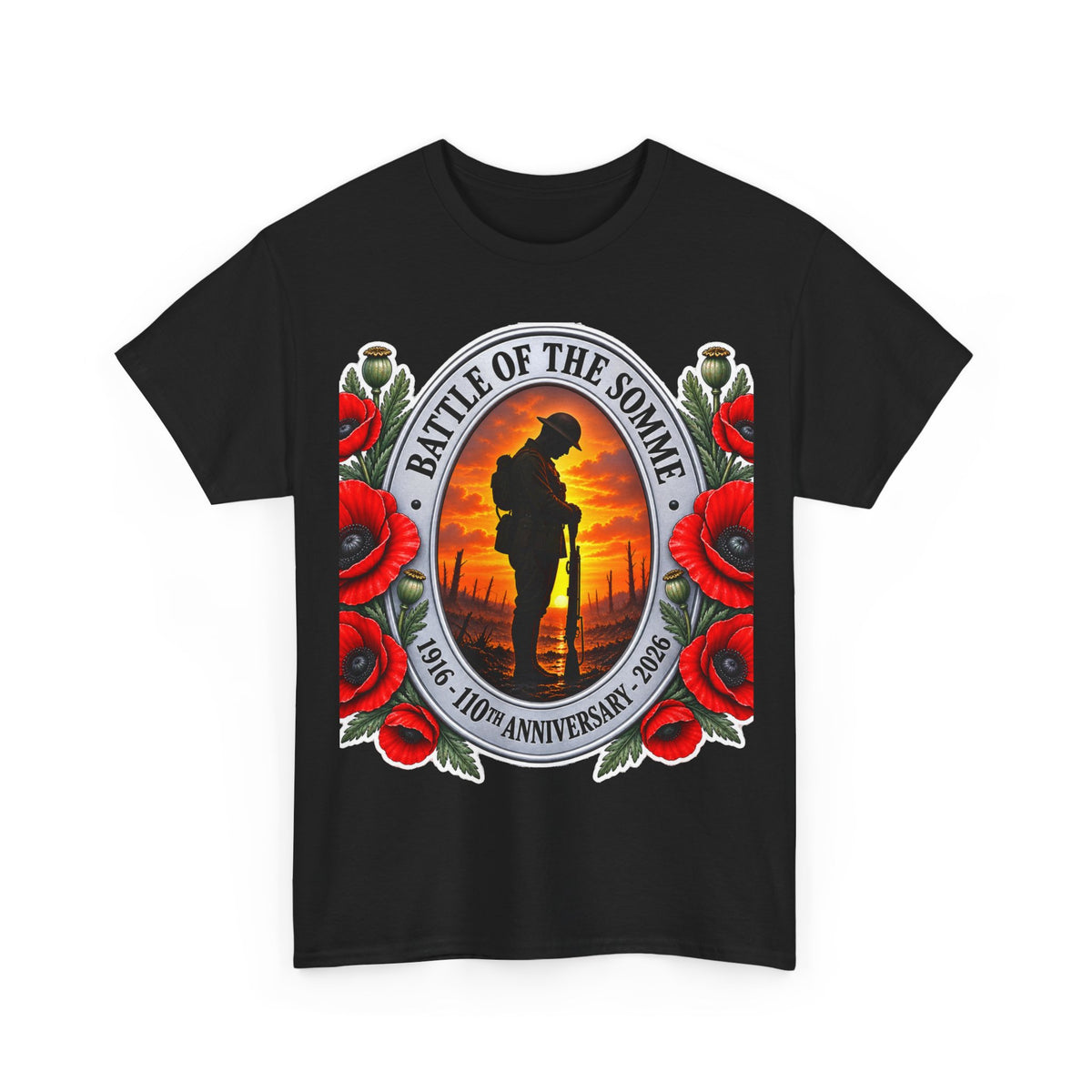 Battle of the Somme Memorial Cotton T-Shirt — 100th Anniversary Poppy Tribute
