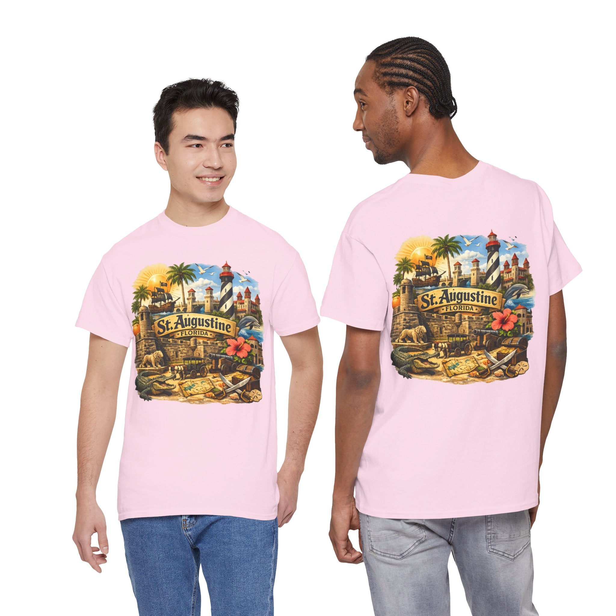 St. Augustine Florida Vintage Travel Tee — Retro Beach & Lighthouse Souvenir T-Shirt