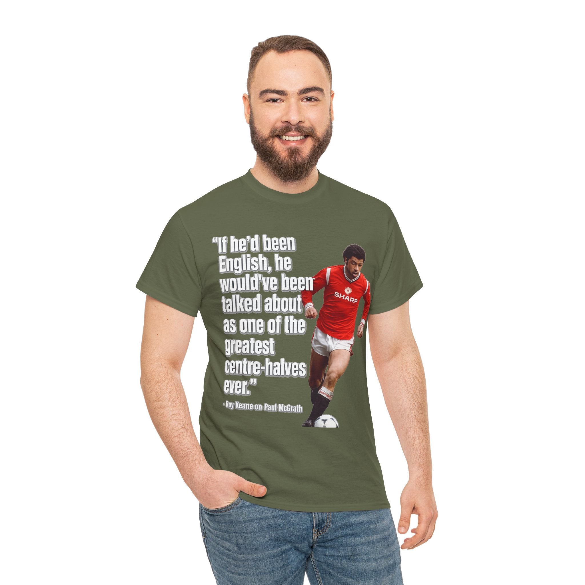 Vintage Football Tee — 'if he'd been English...' Roy Keane on Paul McGrath Quote Shirt