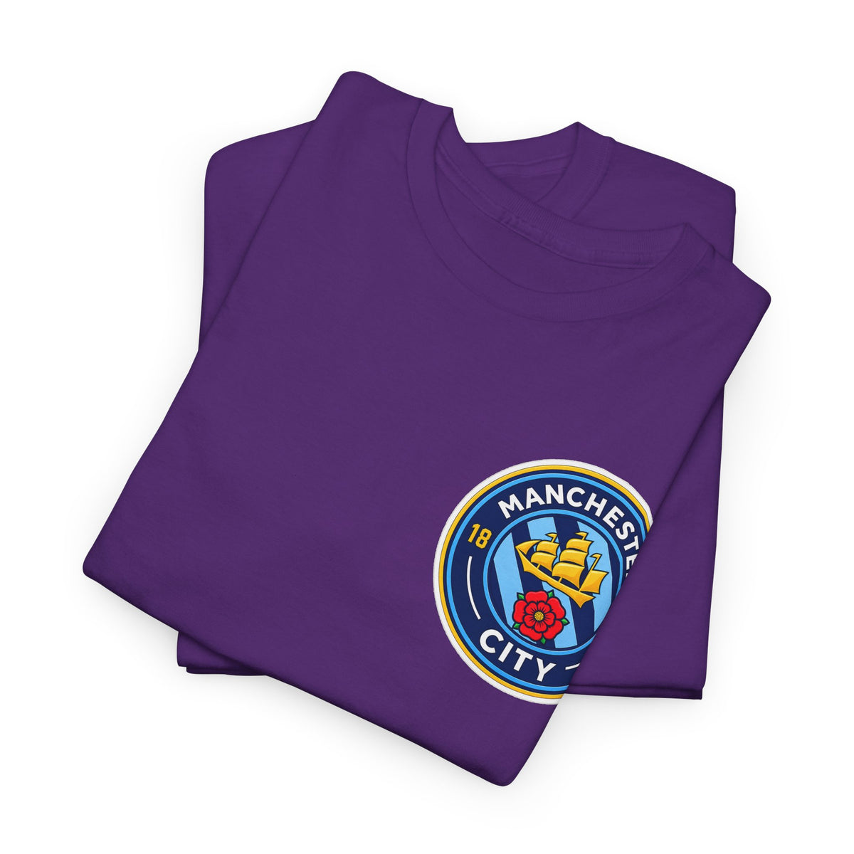 Manchester City Inspired Crest T‑Shirt – Circular Badge Chest Logo Tee