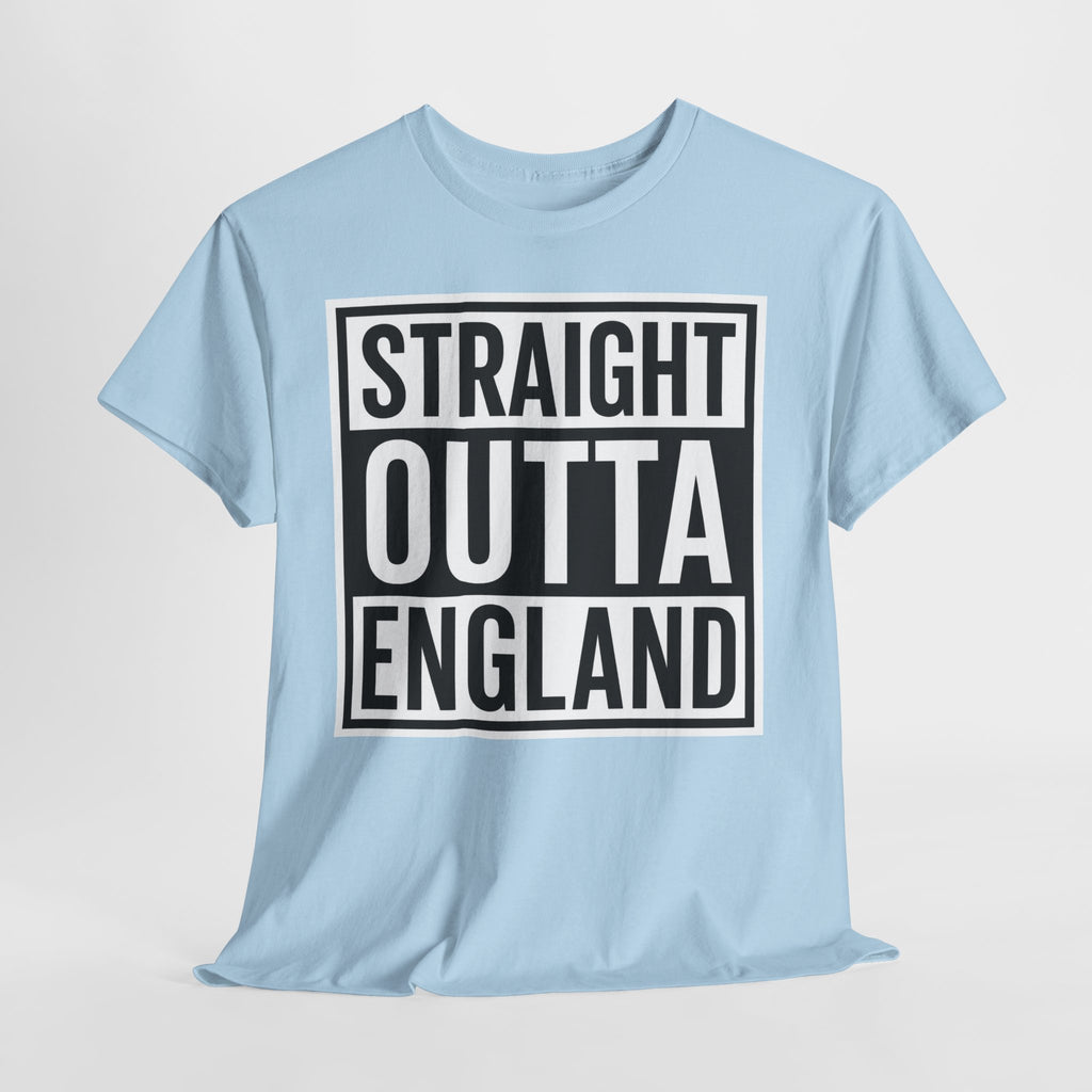 Straight Outta England T-Shirt — Bold Black Typography Tee for Brits & Expats