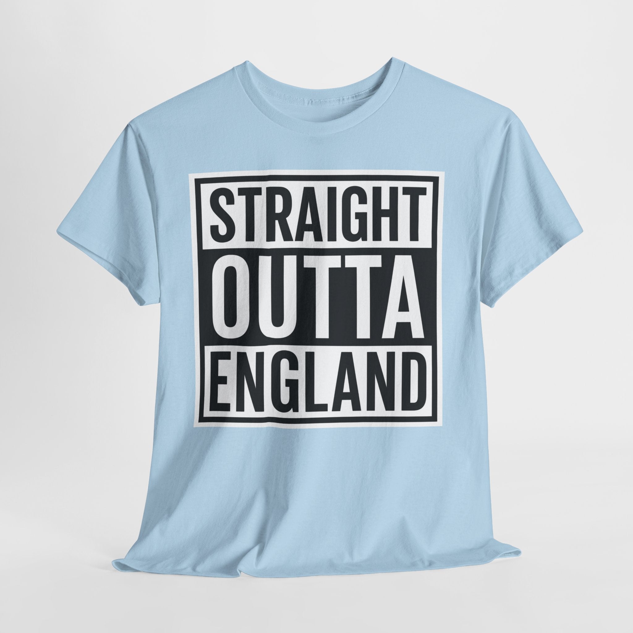 Straight Outta England T-Shirt — Bold Black Typography Tee for Brits & Expats