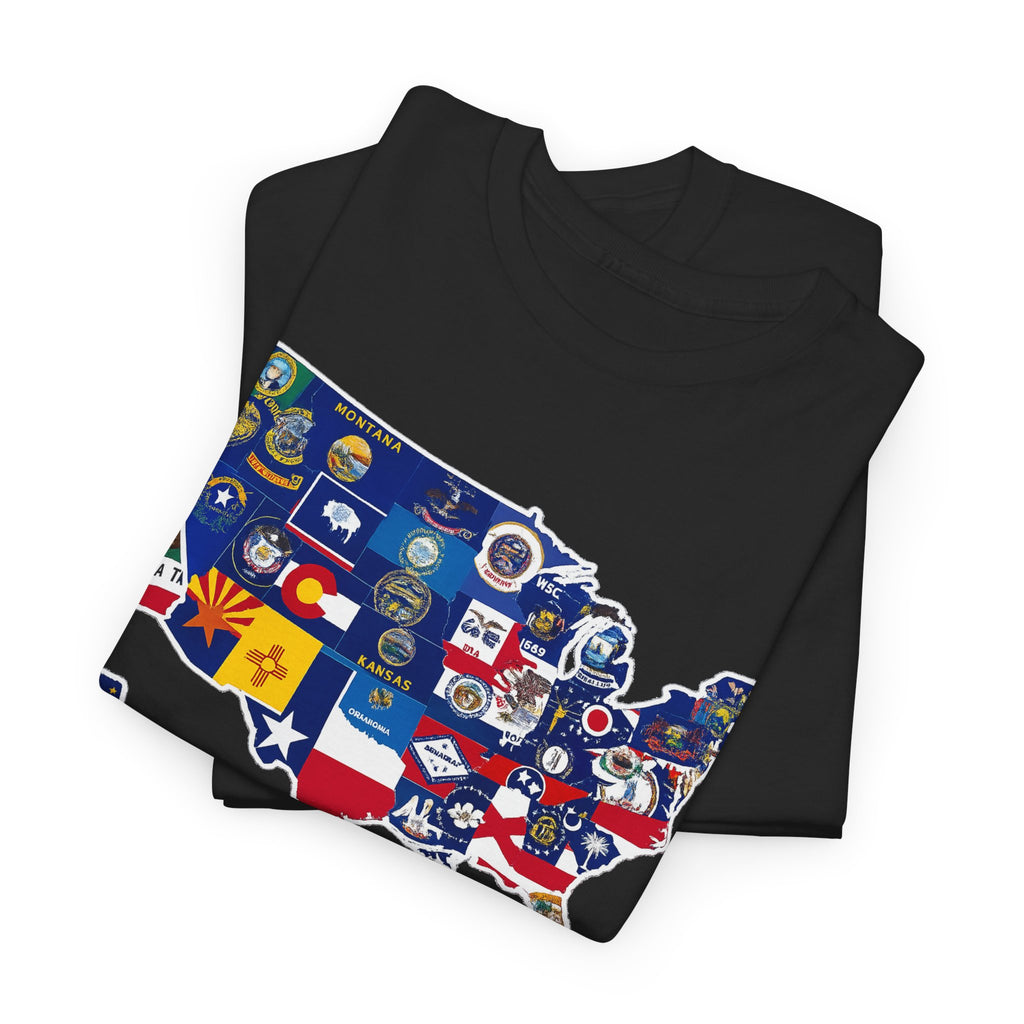 USA Map Flag T-Shirt — United States State Flag Map Tee