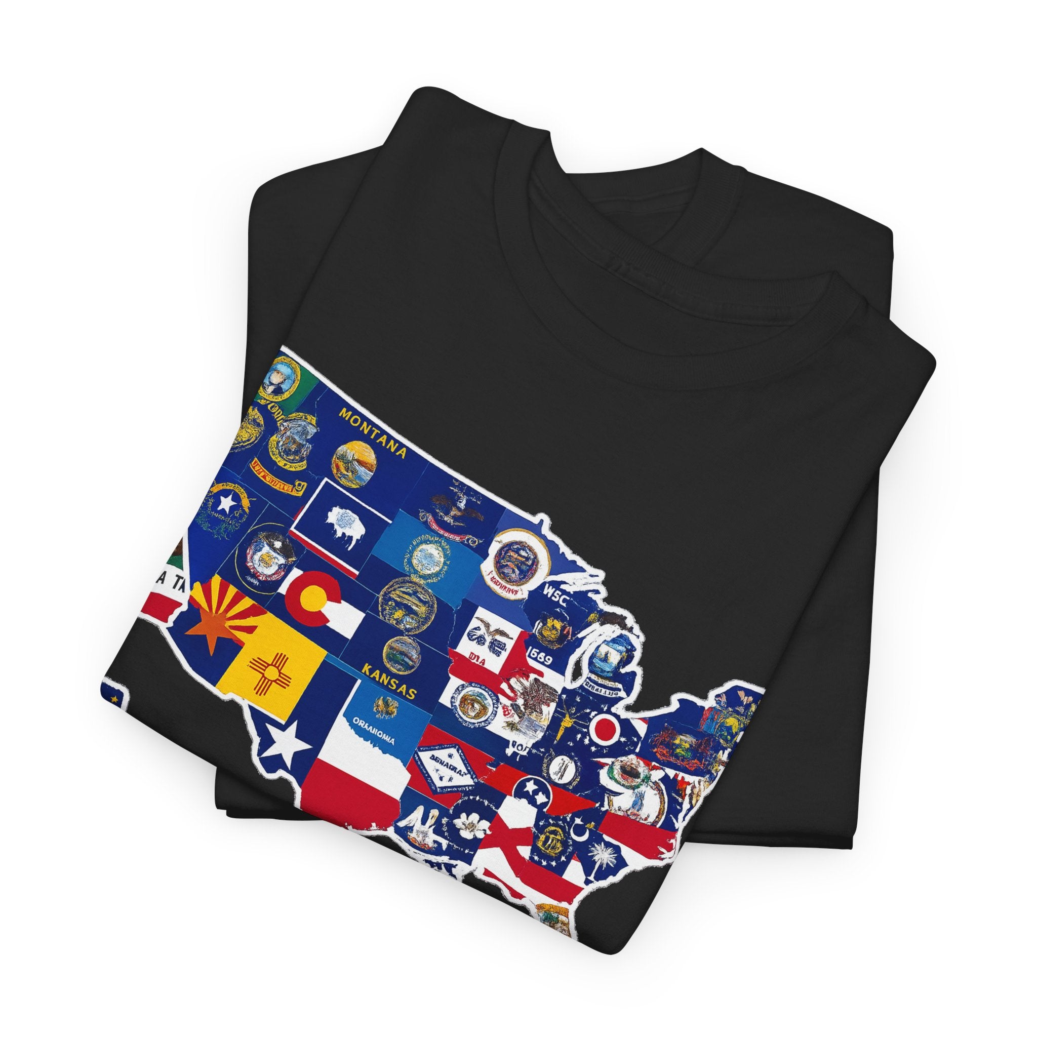 USA Map Flag T-Shirt — United States State Flag Map Tee