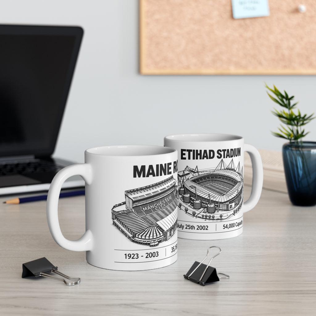 Manchester City Maine Road & Etihad Stadiums Ceramic Coffee Mug
