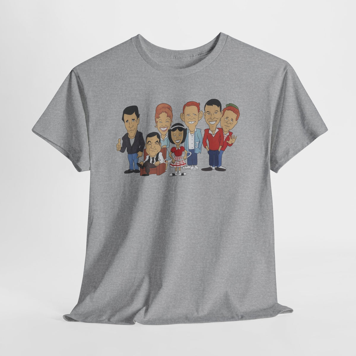 Happy Days Retro TV Cast Cartoon Tee - Vintage Sitcom Character Group Shirt