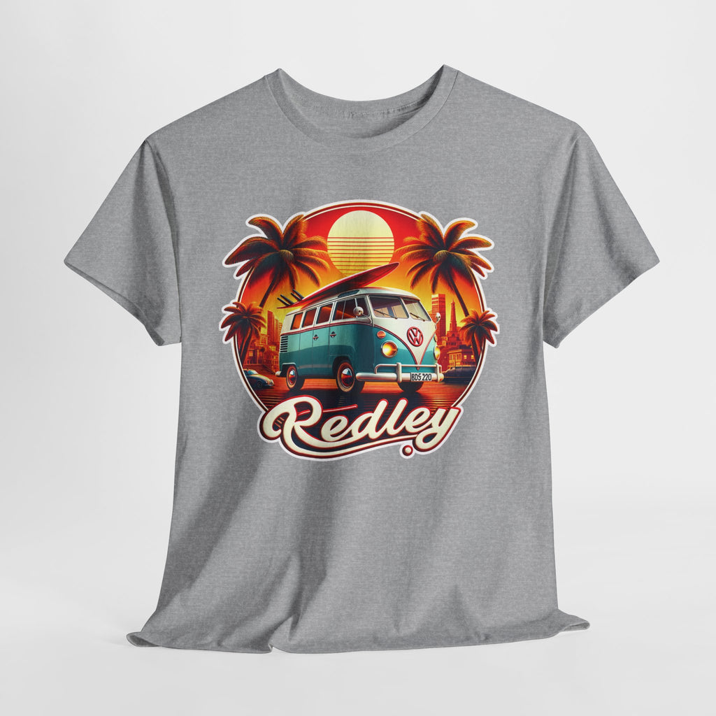 Vintage Surf Van T-Shirt – Retro Beach Sunset Tee with 'Redley' Script