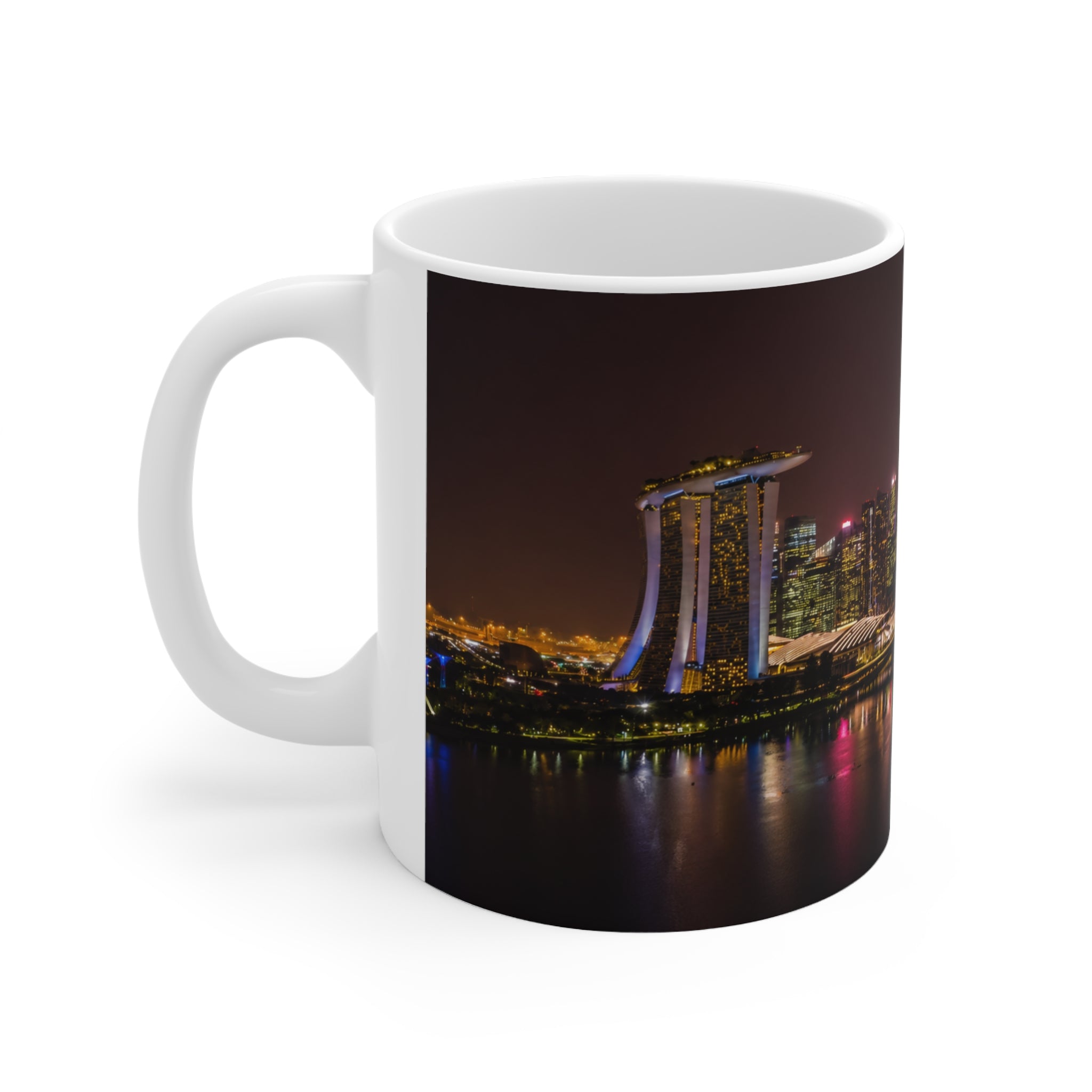 Singapore Night Skyline Coffee Mug — Marina Bay Sands Cityscape Ceramic Mug (11oz, 15oz)