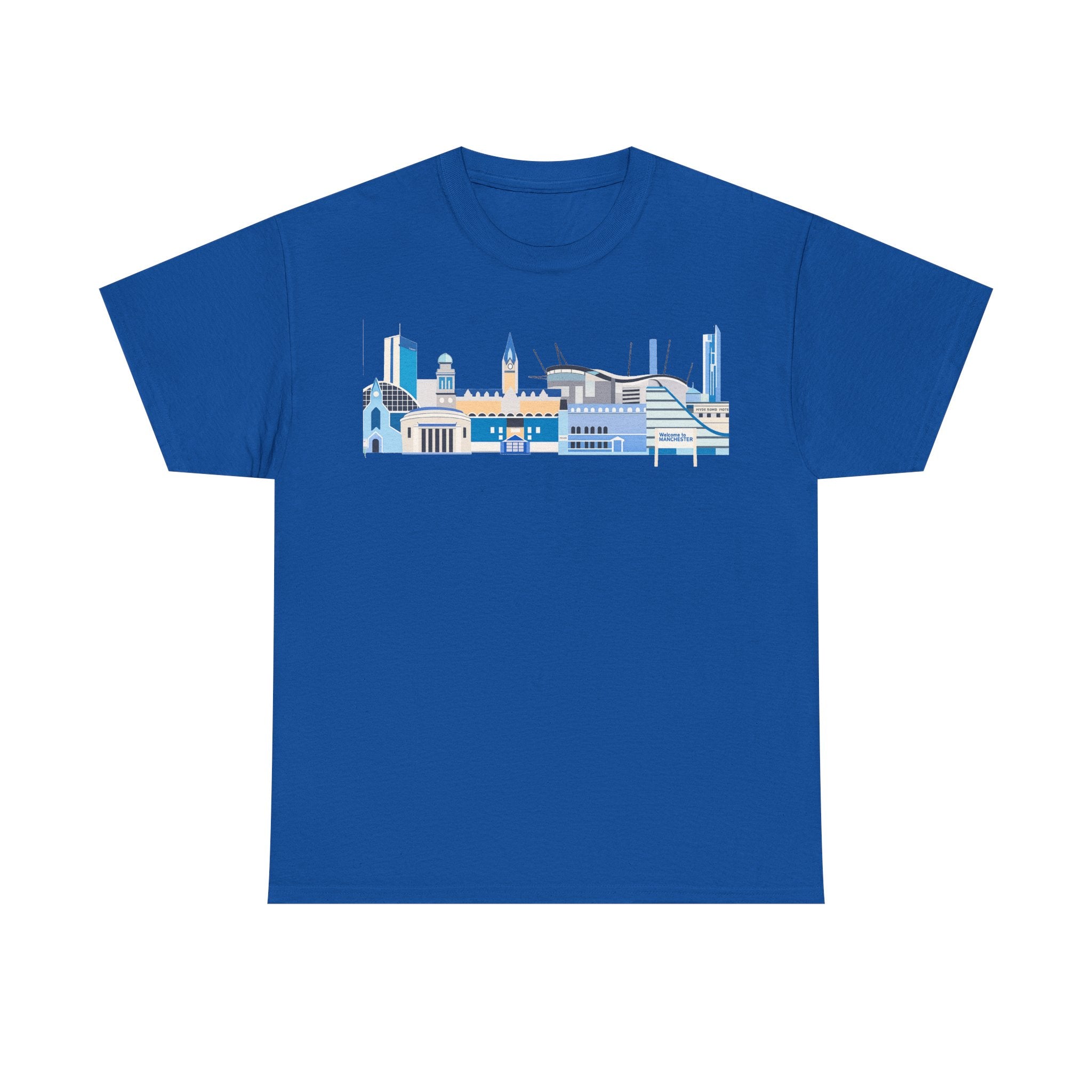 Manchester City Skyline Tee — Minimal Blue Urban Landscape T‑Shirt