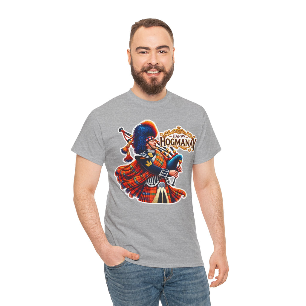 Hogmanay Bagpiper T‑Shirt — Happy Hogmanay Scottish New Year Tee