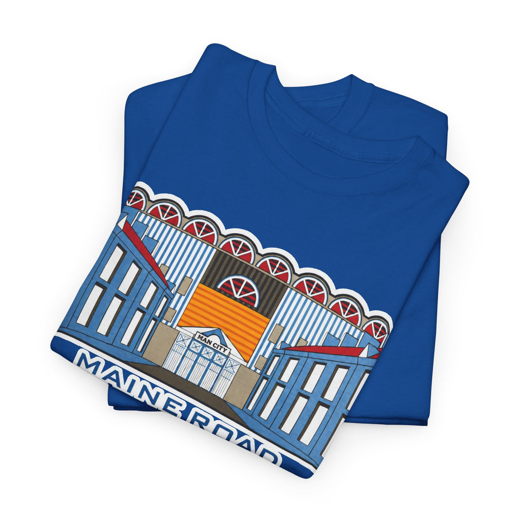 Maine Road 1923–2003 Cotton T-Shirt — Vintage Stadium Illustration Tee