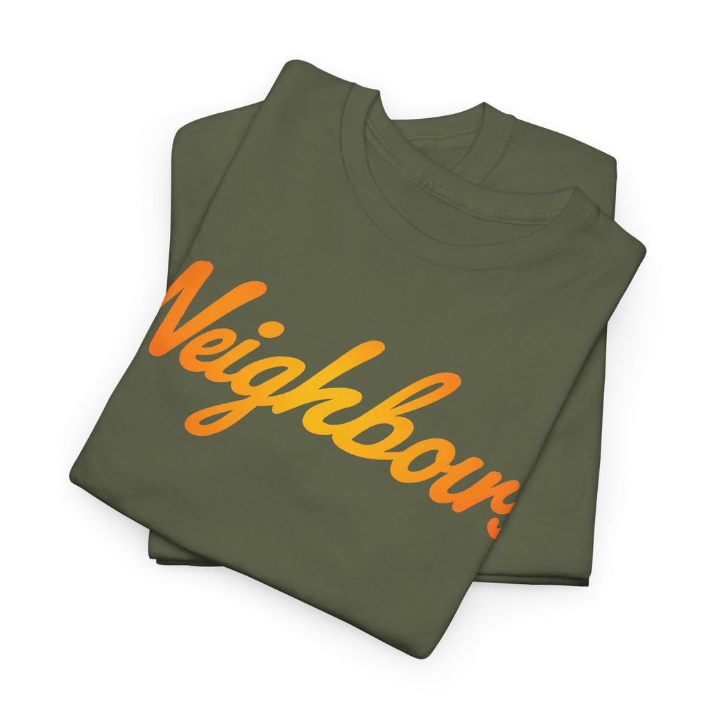 Neighbours Script T‑Shirt — Retro Orange Neighborhood Tee