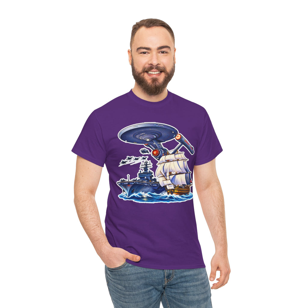 Nautical Starship Called Enterprise T-Shirt — Vintage Sailing Ship Meets Spaceship Graphic Tee