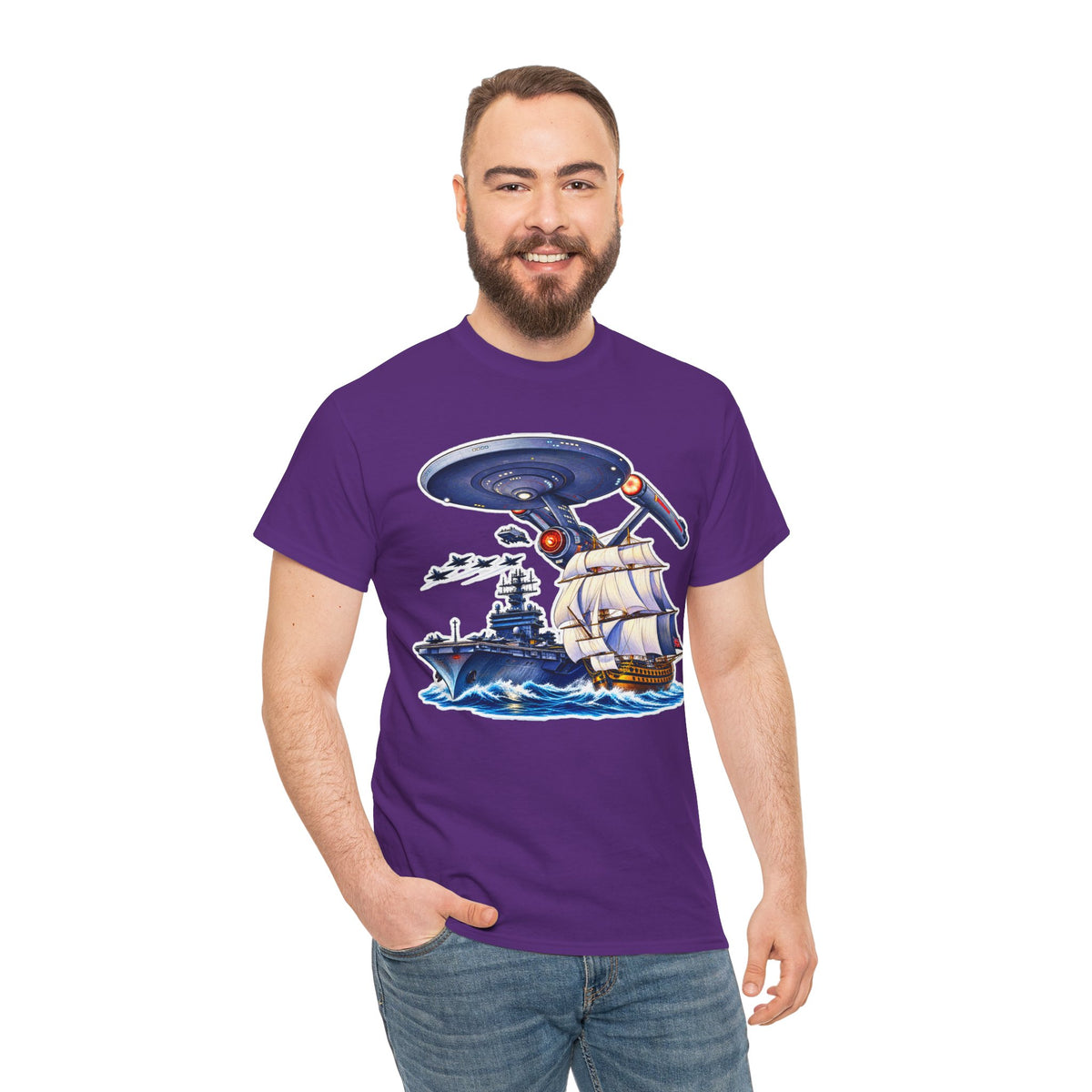 Nautical Starship Called Enterprise T-Shirt — Vintage Sailing Ship Meets Spaceship Graphic Tee