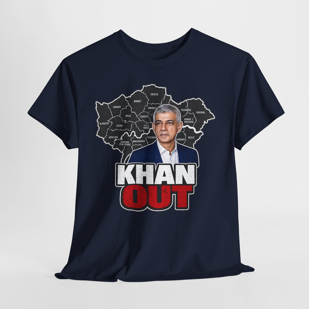 Sadiq Khan Out" Political Protest Tee with Sadiq Khan Graphic T-Shirt