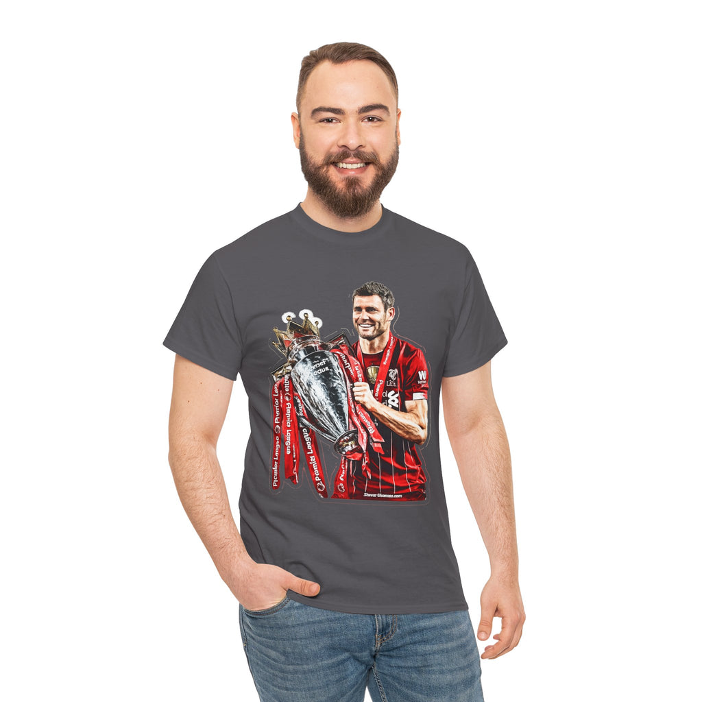 James Milner Liverpool Premier League Champion Trophy T-Shirt — Player Holding Premier Trophy