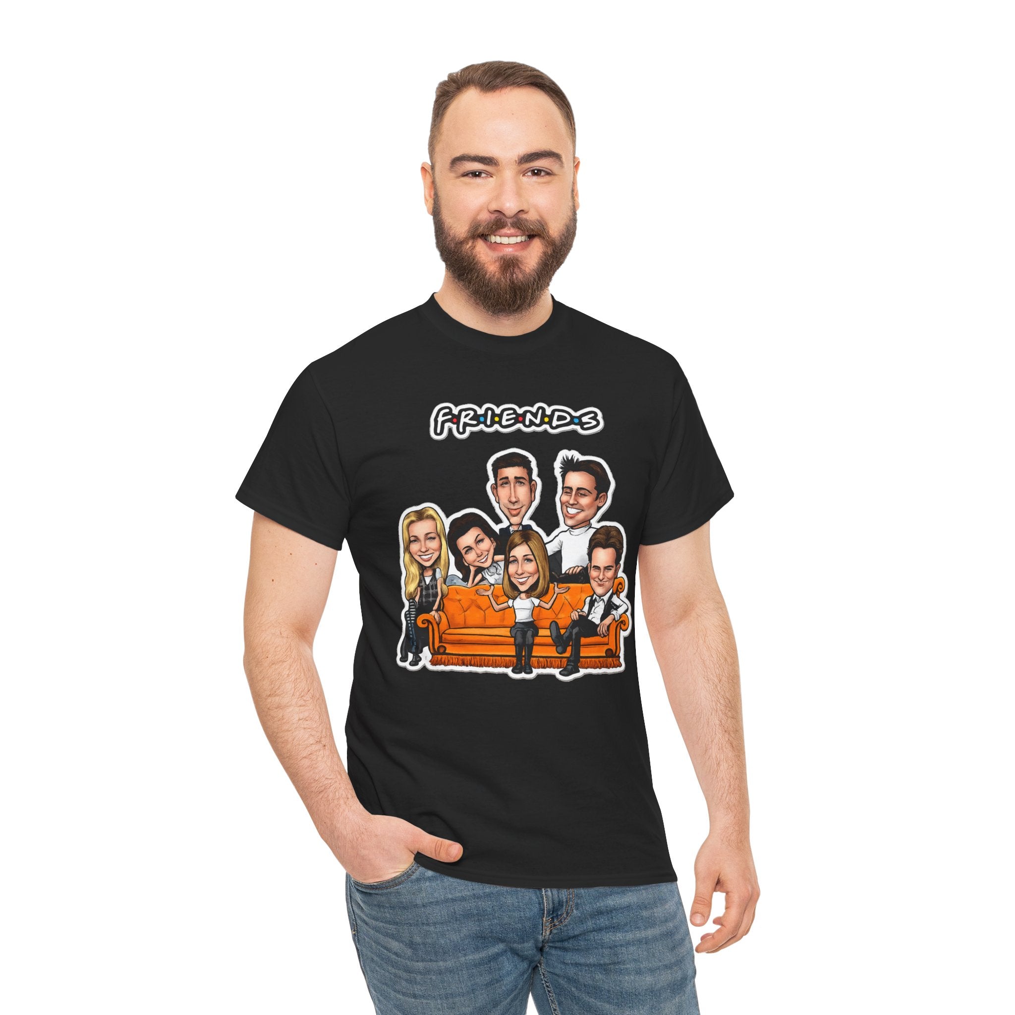 Friends TV Show Cartoon Cast T-Shirt — Iconic Couch Graphic Tee